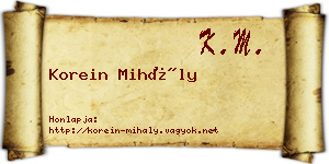 Korein Mihály névjegykártya